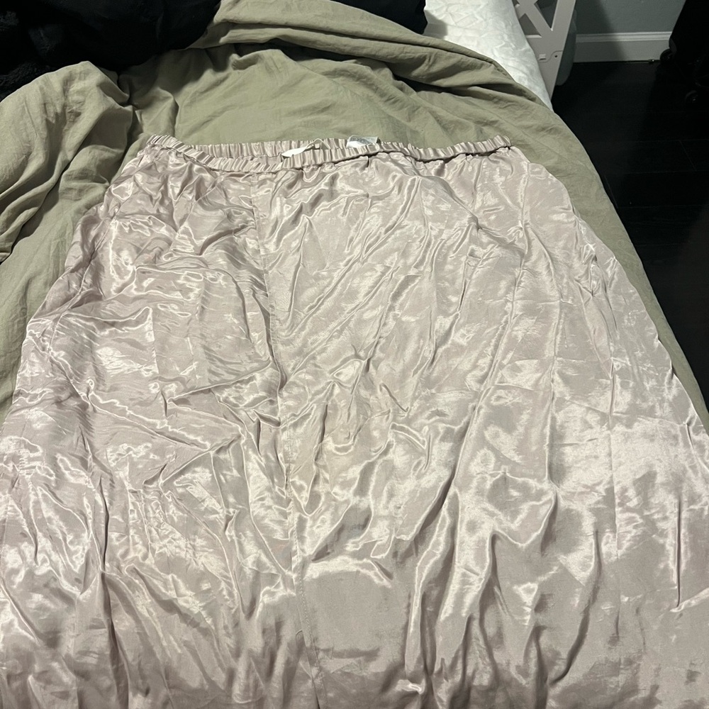 Champagne satin H&M midi skirt
